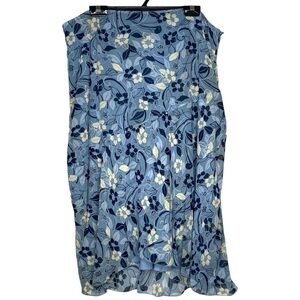 Jaclyn Smith Classic Floral Print Skirt (Size:20W, Color:Blue/White)